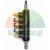 Black pneumatic cylinder component with brass fittings and silencers on a white background