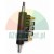 Black pneumatic cylinder with five side ports, three push-in fittings and two porous silencers on a white background.