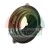 Black industrial sealing ring with three metal bolts and nuts on a white background.