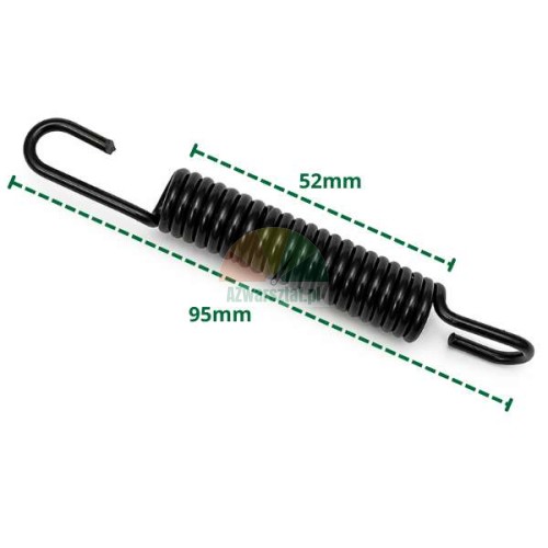 Black 9.5 cm tension spring with dimensions