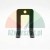 Black metal U-shaped bracket with a mounting hole and flat feet on a light background.
