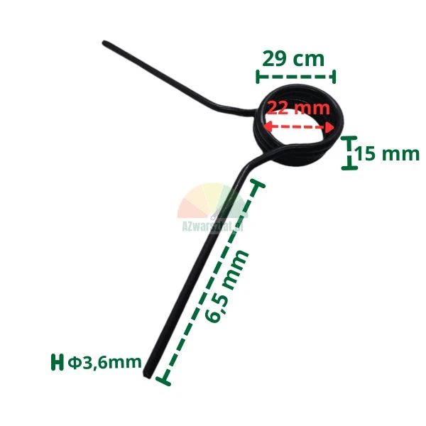 Direction change spring 29mm with dimensions