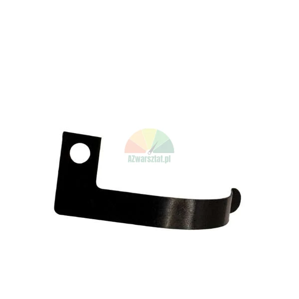 Black curved spring plate with a mounting hole on a white background.