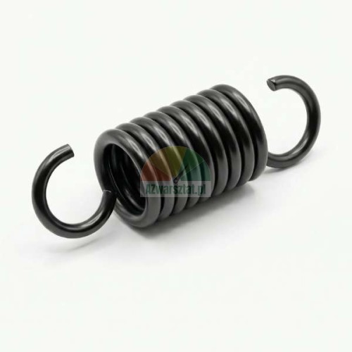 Black metal pedal return spring with two hooks on a white background