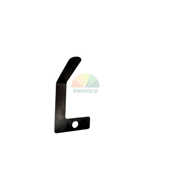 Black metal angle bracket with a mounting hole on a white background.