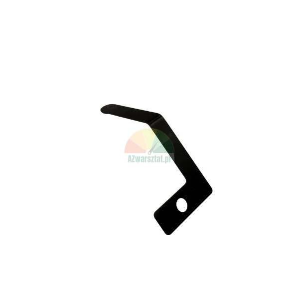 Black angled metal bracket with a mounting hole on a white background.