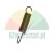 Black steel extension spring with hooks on both ends isolated on a white background.
