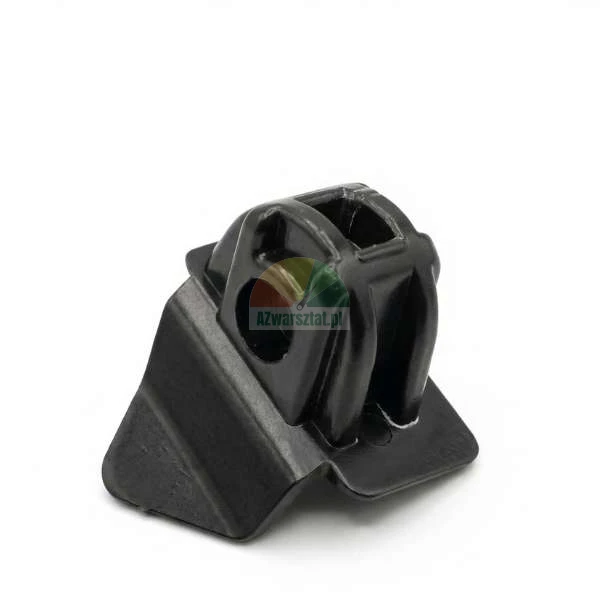 Black plastic mounting bracket with a central hole for a pivot or screw, photographed on a white background.