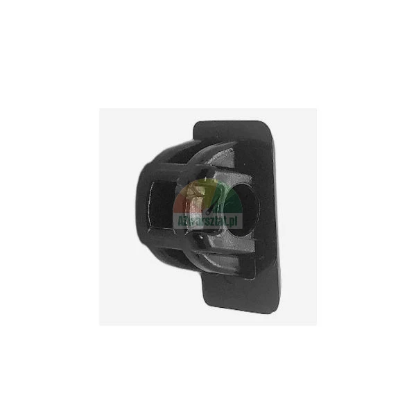 Black plastic mounting clip, fastener for car upholstery or body parts.