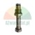 Metal valve stem with thread and O-ring seals on a white background.