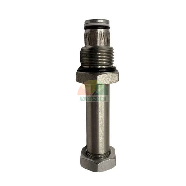 Metal valve stem with thread and O-ring seals on a white background.