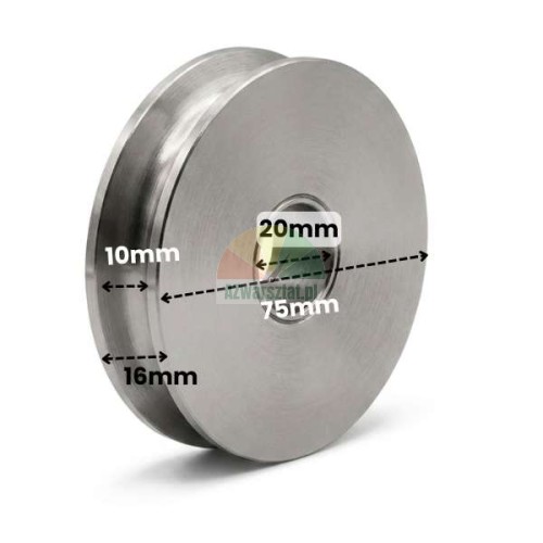 Steel wire rope guide pulley 75/20mm