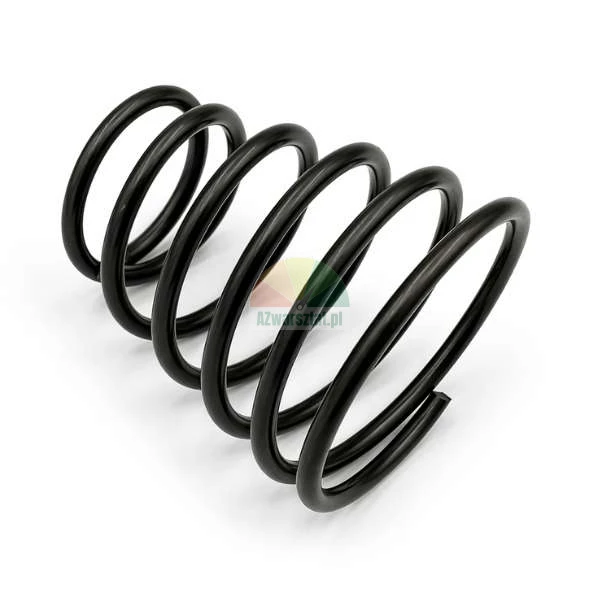 Black metal compression spring on a white background