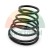Black tapered metal compression spring on a white background