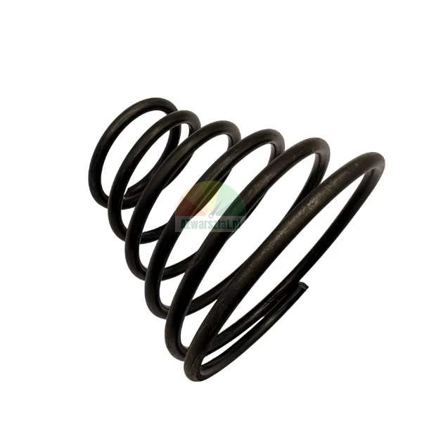 Black conical compression spring on a white background.