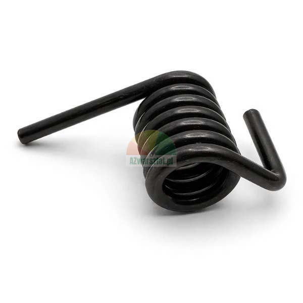 Black torsion spring made of metal on a white background