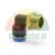 Right-angle pneumatic push-in fitting with male brass thread and blue release ring.