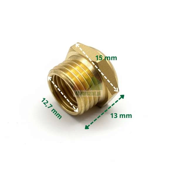 Brass pneumatic silencer with 12.7 mm thread, 15 mm width and 13 mm height