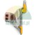Silver metal mounting bracket with yellow protective elements and two allen screws.