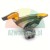 Tire changer demount head with yellow plastic protectors on a white background