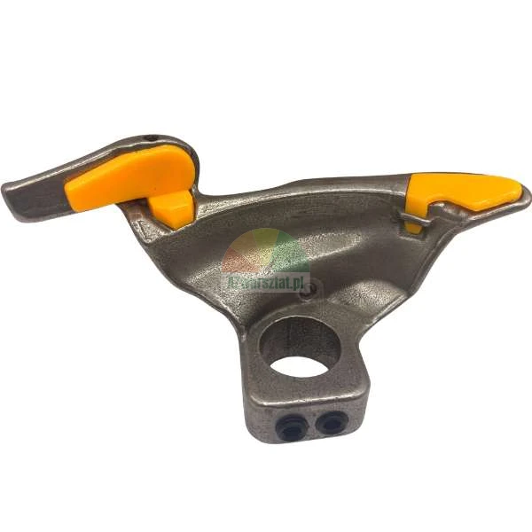 Steel mounting head for tire changer with yellow plastic protectors