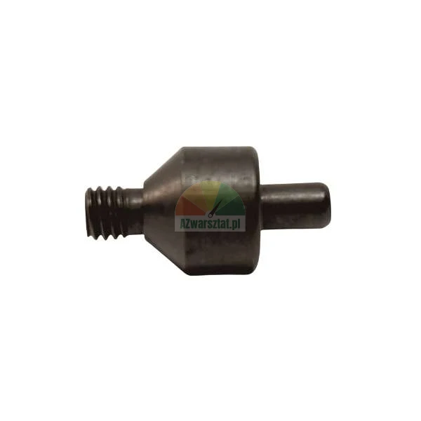 Black metal measuring tip with thread and conical body on a white background.