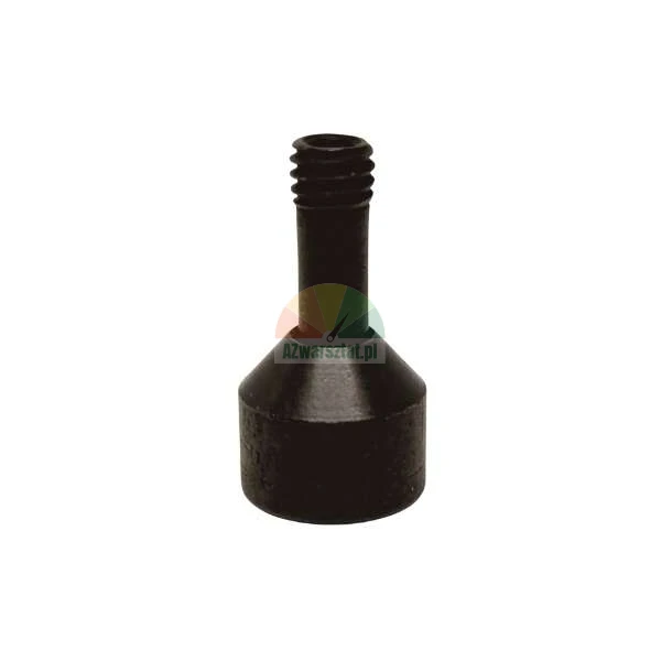 Black threaded pin with a wide cylindrical base and a conical transition on a white background.