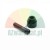 Black metal threaded screw and matching conical spacer on a white background.