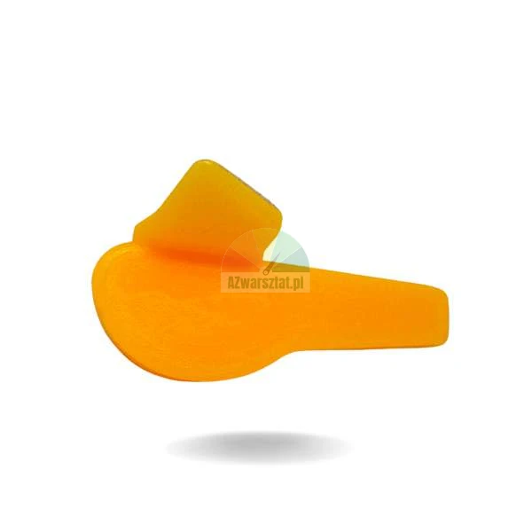 Orange plastic prying tool element isolated on a white background.