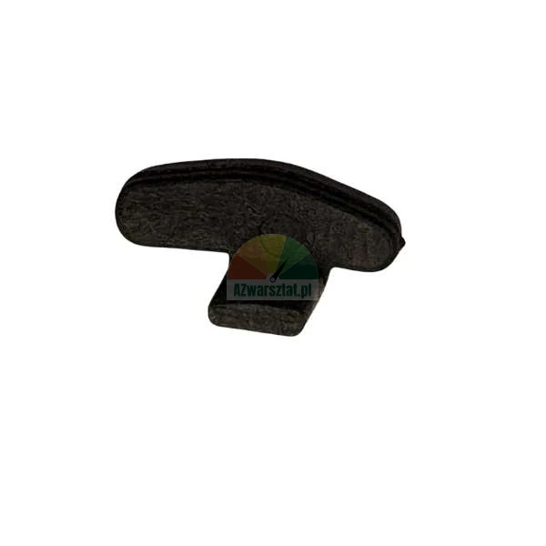 Black T-shaped rubber buffer on a white background.