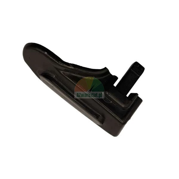 Black plastic mounting element or end cap with a rounded shape