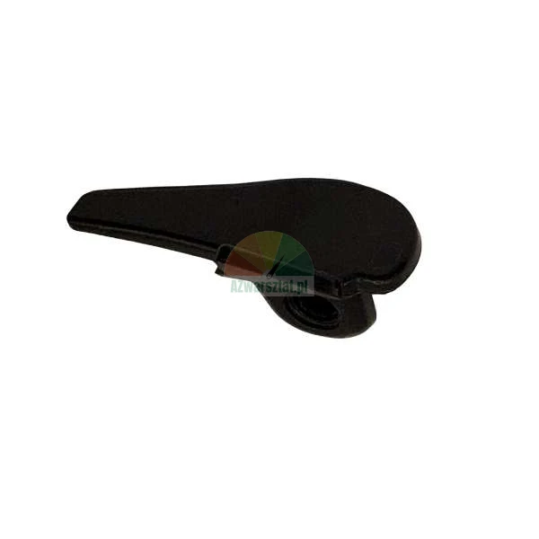 Black lever or latch with a mounting hole on a white background.
