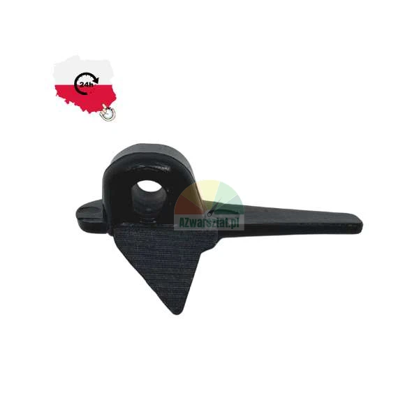 Small black plastic component for window or furniture fittings with a visible hole