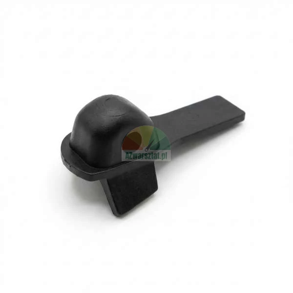 Black plastic clip with a hole and a flat tab.