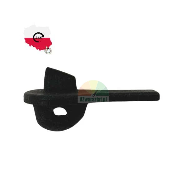 Black metal window shutter latch component on a white background.