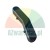 Black curved plastic mounting element on a white background.