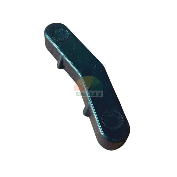 Black curved plastic mounting element on a white background.