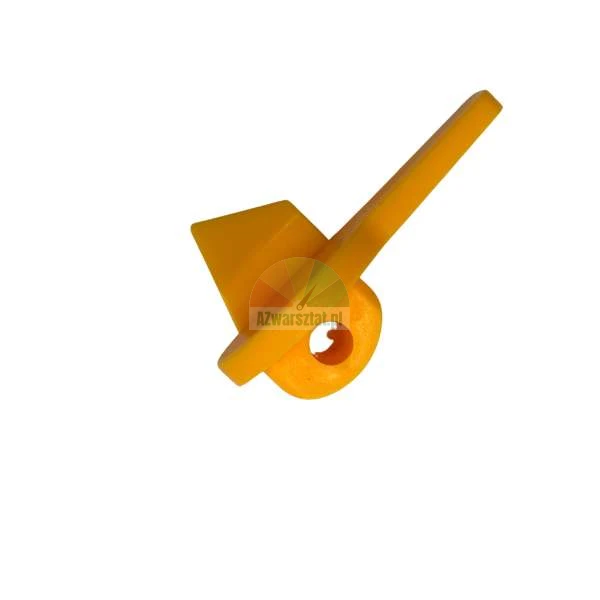Orange plastic fastener part with a round hole