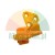 Orange plastic guide element with three mounting holes on a white background.