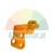 Orange plastic part with mounting holes on a white background