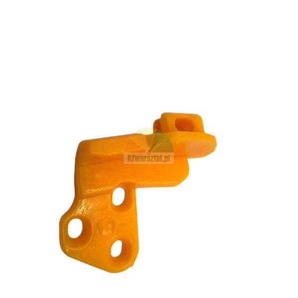 Orange plastic part with mounting holes on a white background