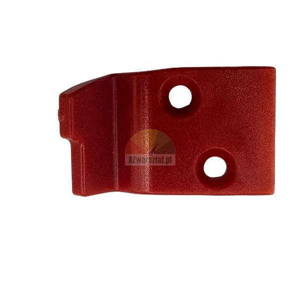 Red plastic component with two mounting holes