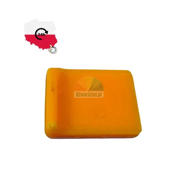 Orange rectangular rubber element, bumper displayed on a white background with a 24h delivery icon.