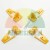 Set of four pairs of yellow plastic drawer mounting components on a white background.