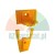 Two orange plastic components, likely replacement parts for blinds or shutters, isolated on a white background.