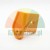 Orange plastic mounting component with screw holes on a white background.
