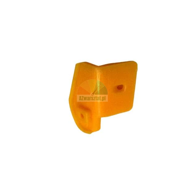 Orange plastic protective corner with mounting holes on a white background