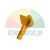 Small orange plastic component of irregular shape with a hole on a white background.