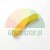 Yellow plastic mounting foot cover element with a curved shape