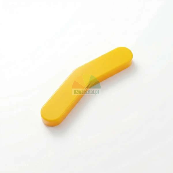 Yellow plastic mounting foot cover element with a curved shape